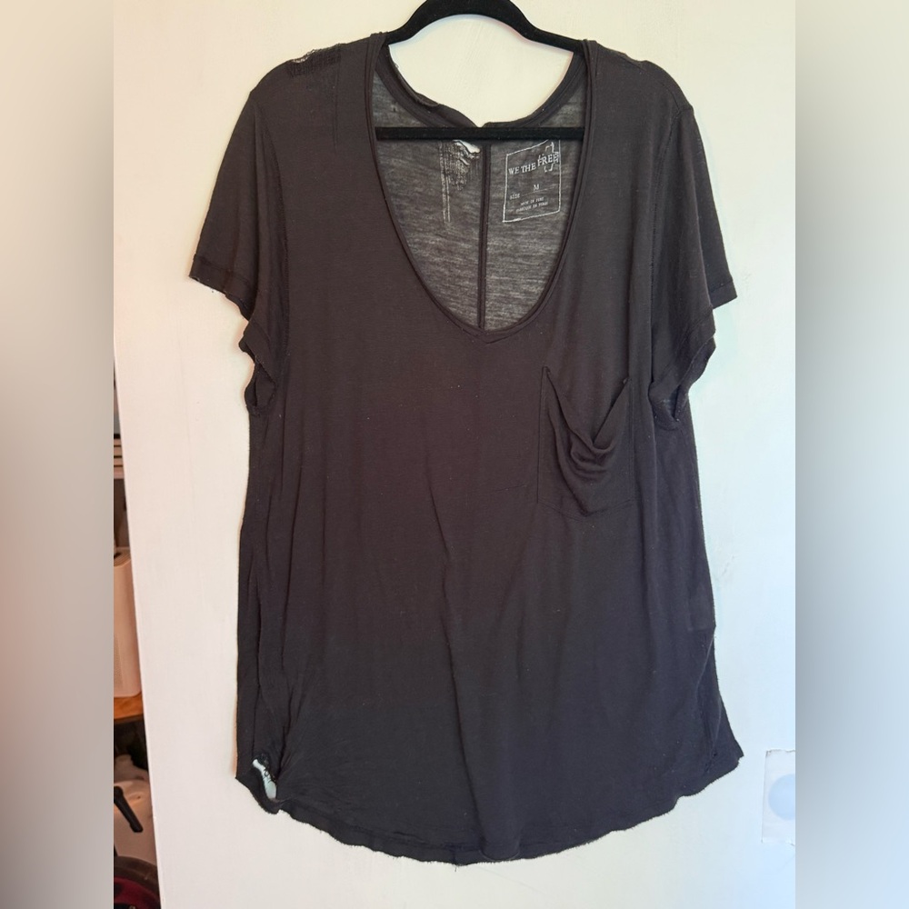 We The Free Distressed V Neck Tee